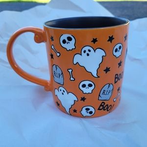 Eli+Ana Handmade Ceramic Halloween Coffee Mug R.I.P BOO Orange/Black